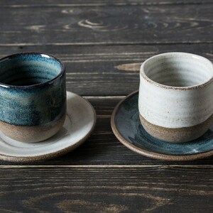 Colorful Espresso Cups, 2 fl. oz / 70 ml Blue and White