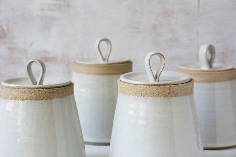 Blue Ceramic Canisters With Lids Set of 2 Etsy