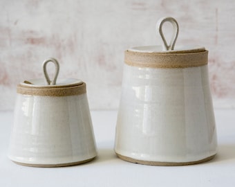 Handgemaakte keramische jerrycan met deksel, set van 2