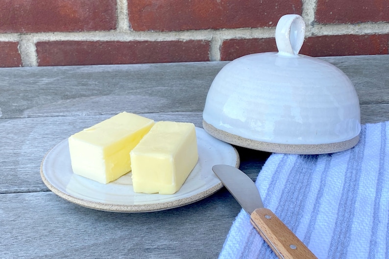 Pottery Round Butter Dish With Lid Etsy