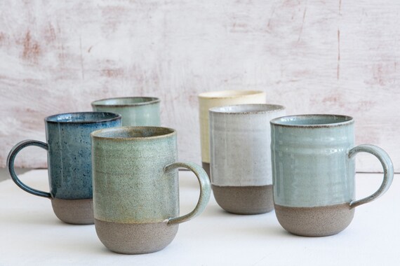 Ceramic Coffee Colorful Mugs, Set of 6, 10 Fl. Oz Pottery Mugs - Etsy