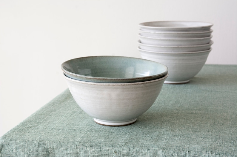 Pottery Noodles Bowls, Extra Large Ramen Bowls, Rustic Holiday Gift, 40 fl oz image 1
