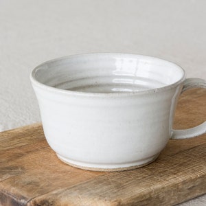 White Pottery Latte Coffee Cup, Tea Mug, Rustic Kitchenware