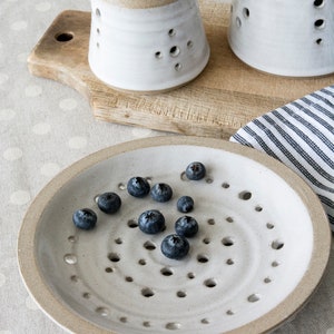 Rustic Dinnerware, Wedding Gift, Pottery Perforated Ceramic Plate, Berry Bowl, 9th Anniversary Gift image 9