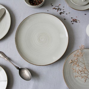 Stoneware Rustic White and Gray Cake Plates image 8