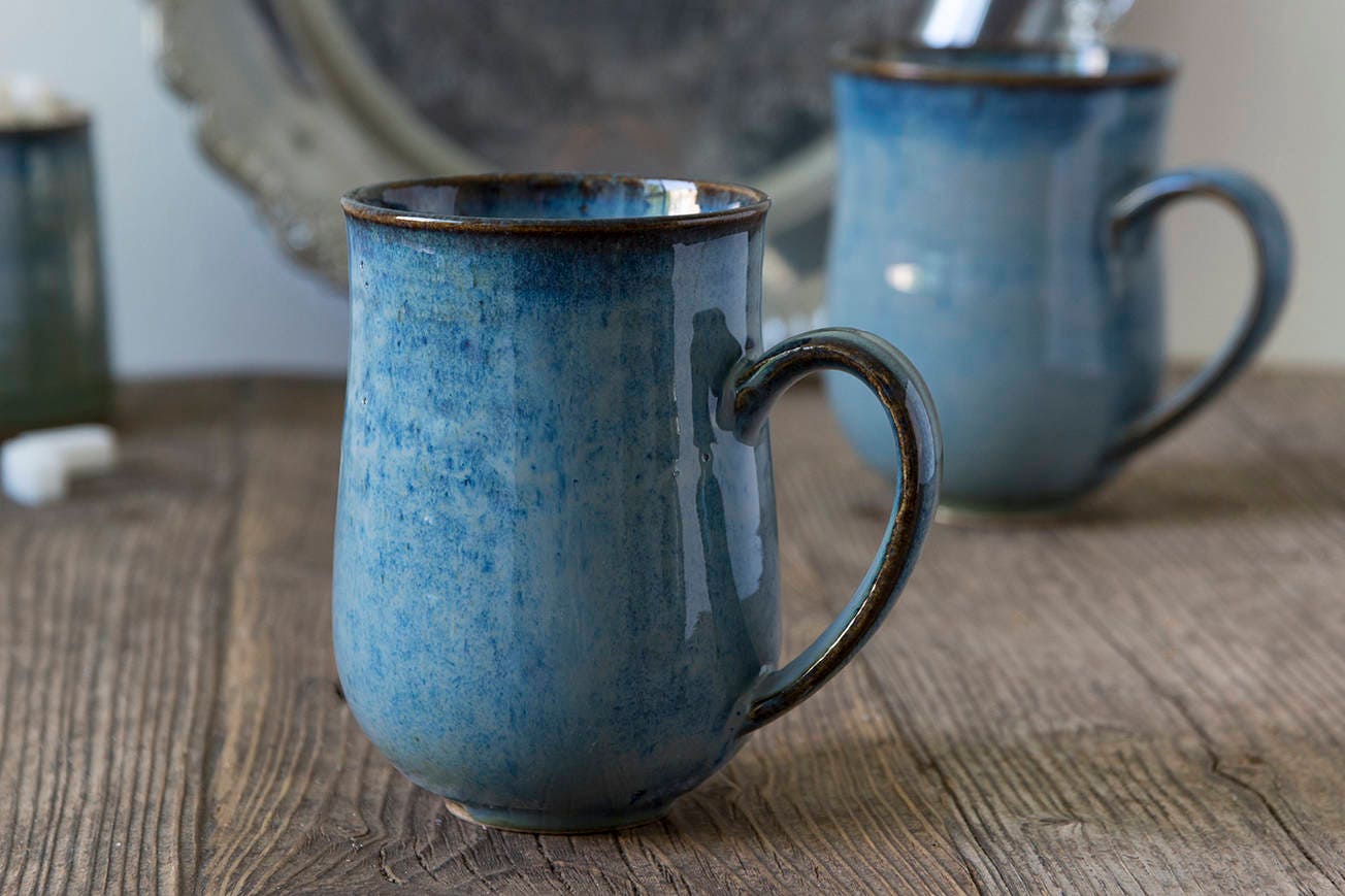 Big Coffee Mug, Ceramic 14 Fl. Oz Blue Mug - Etsy