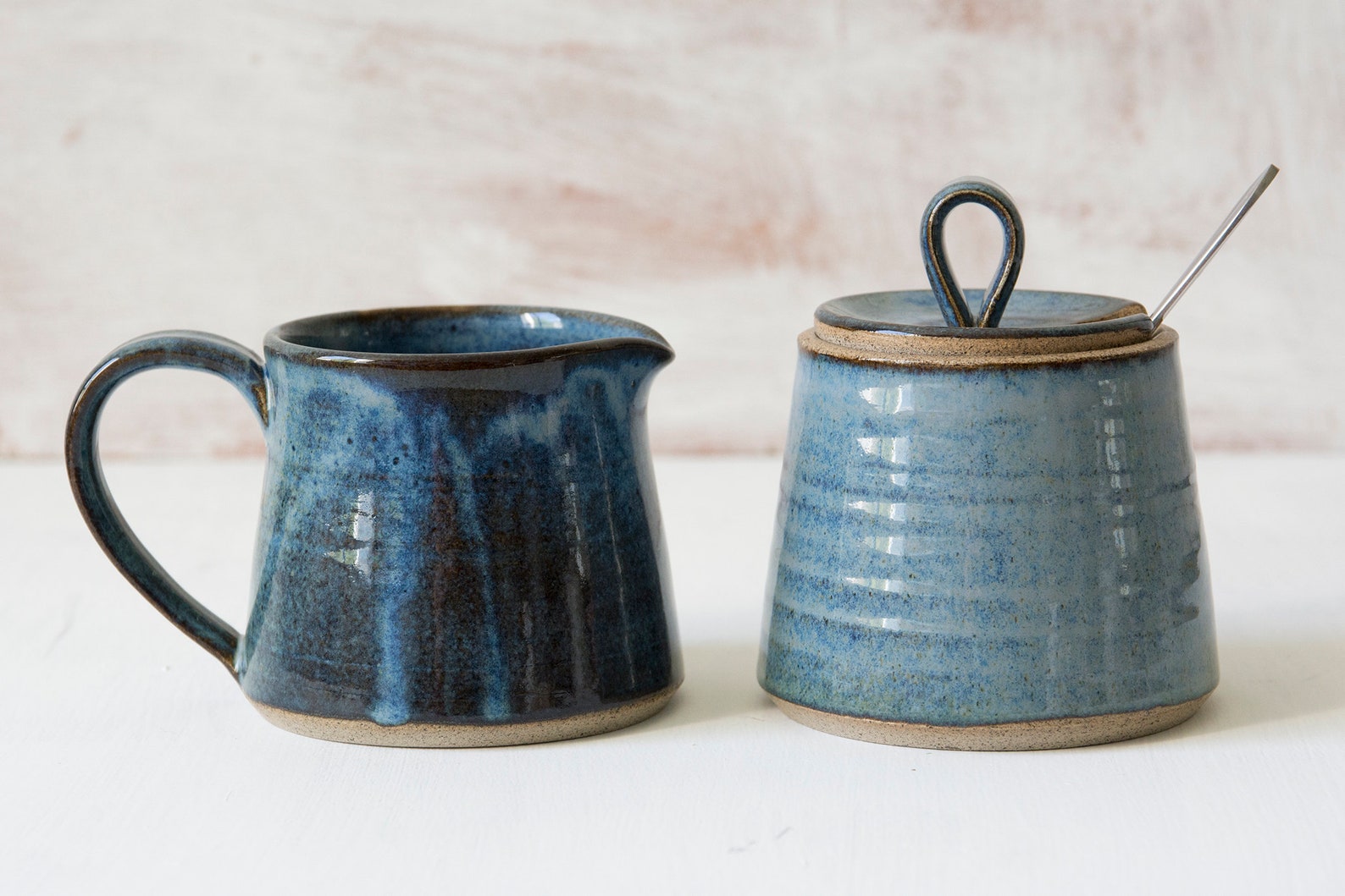 Creamer and Sugar Set of a Pottery Sugar Bowl and a Pitcher Etsy