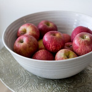 White Rustic Pottery Big Fruit / Salad Bowl image 3