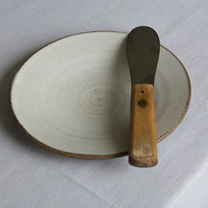 Stoneware Rustic White and Gray Cake Plates image 4