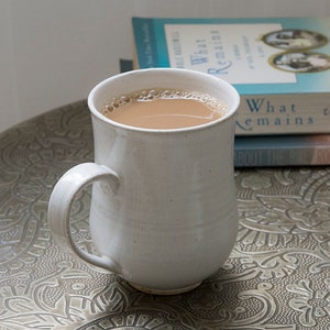 White Mug, Handmade Pottery Mug, Coffee Lover Gift Idea, Latte Cup, Stoneware Mug, 10 fl. oz image 2