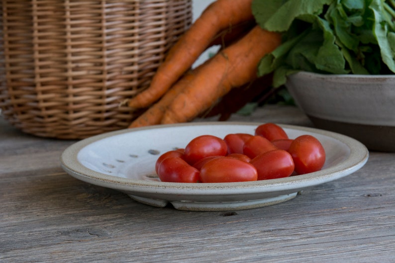 Rustic Dinnerware, Wedding Gift, Pottery Perforated Ceramic Plate, Berry Bowl, 9th Anniversary Gift image 10