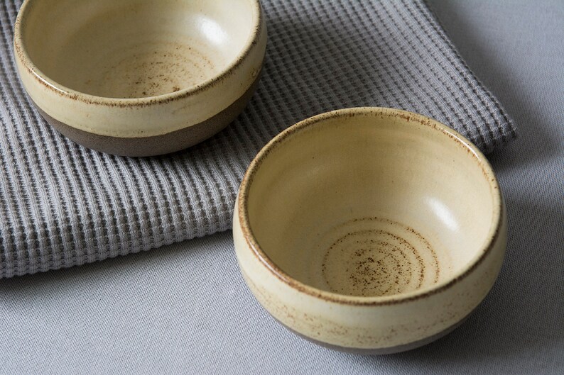 Yellow Small Pottery Bowls, Set of 2 image 7