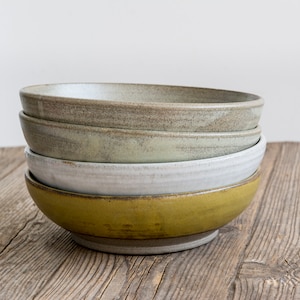 Handcrafted Ceramic Bowls, Set of 4, Country Farmhouse Kitchen Dinnerware, Soup Bowls, New Kitchen Gift, Earth Tones Dishes