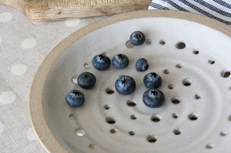 Rustic Dinnerware, Wedding Gift, Pottery Perforated Ceramic Plate, Berry Bowl, 9th Anniversary Gift image 7