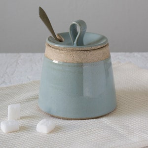 Light Blue Sugar Bowl, Ceramic Honey Pot