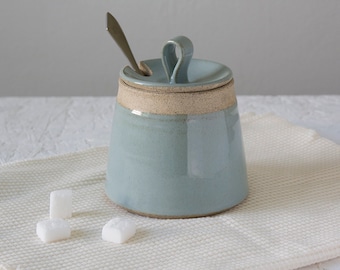 Light Blue Sugar Bowl, Ceramic Honey Pot