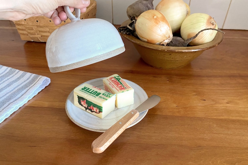 Pottery Round Butter Dish With Lid Etsy