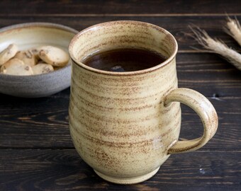 Pottery Yellow Big Tea Mug, 25 fl. oz / 750 ml