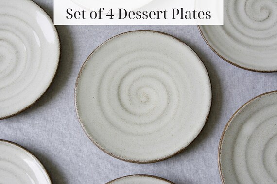 Rustic Dinnerware, Set of 4 Dessert Plates, 6.5 in / 16cm in diameter