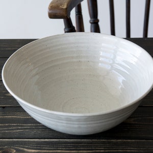 White Rustic Pottery Big Fruit / Salad Bowl image 6
