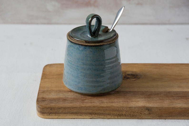 Blue Ceramic Sugar Bowl image 3