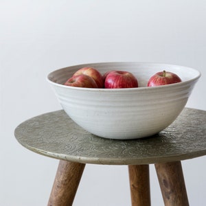 White Rustic Pottery Big Fruit / Salad Bowl image 2