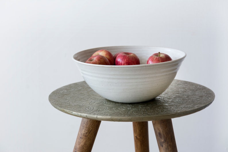 White Rustic Pottery Big Fruit / Salad Bowl image 2