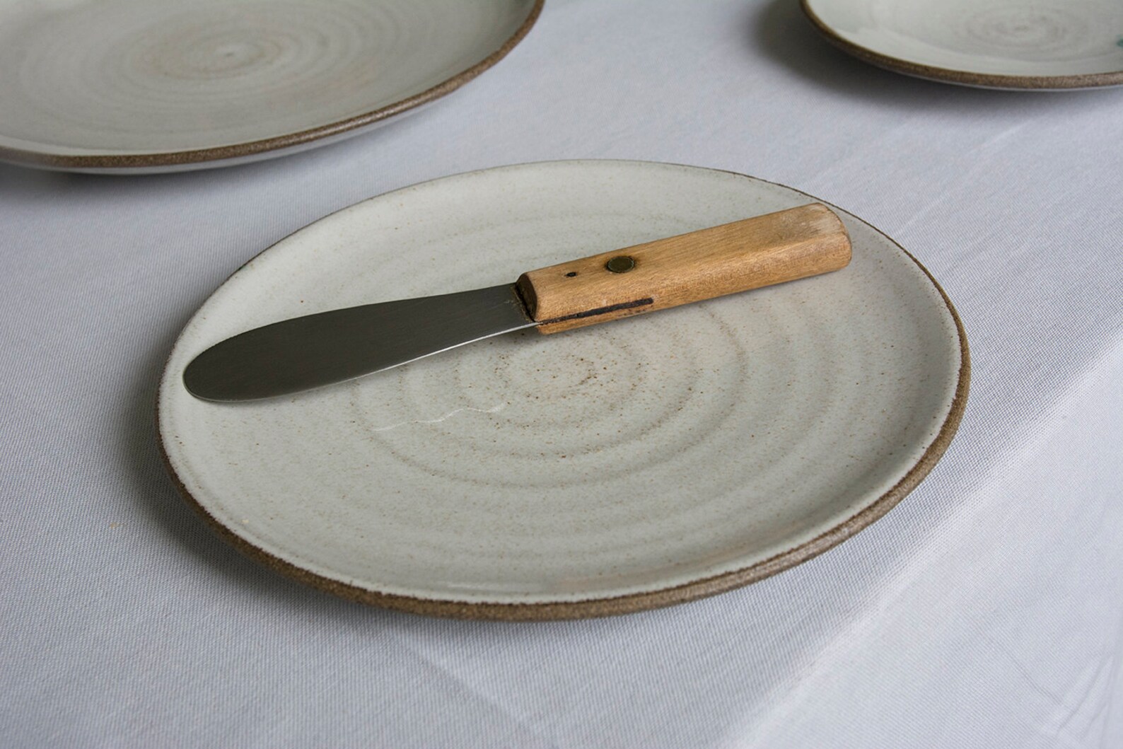 3 Piece Pottery White Dinnerware Set Etsy