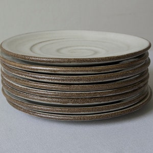 Stoneware Rustic White and Gray Cake Plates image 9