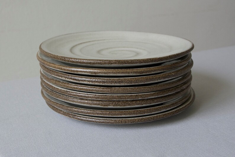 Stoneware Rustic White and Gray Cake Plates image 9
