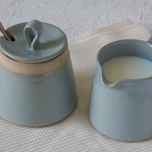 Creamer and Sugar, Set of a Pottery Sugar Bowl and a Pitcher image 5