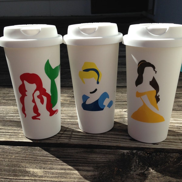 Disney princess inspired Coffee Cups Travel Mugs To Go Disney Birthday Gift
