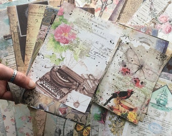 Patterned collage style background papers for creative art journaling and scrapbooking