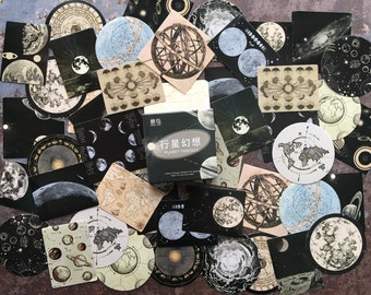 Celestial world sticker box for moon & planets themed journaling and scrapbooking