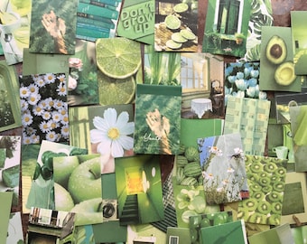 50pcs green aesthetic sticker booklet for contemporary modern journaling and scrapbooking and paper crafts