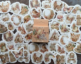 46pcs 'Wild florals' sticker box for creative journaling, scrapbooking or gift wrapping