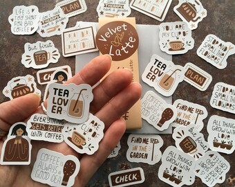 Tea & coffee stickers for modern journaling and scrapbook decorating