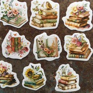 Book stickers with watercolour florals, sticker box with 46pcs for reading journals, scrapbooking and paper crafts image 7