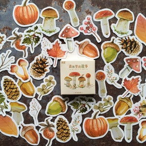 46 pcs 'Autumn Vibes' sticker box for seasonal nature & plant themed journaling, planner decorating, stocking filler for stationery lovers