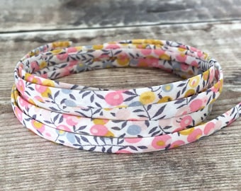 Liberty Wiltshire Bud Aurore yellow and pink floral fabric cord for bracelet making or use as colourful shoelaces, jewellery making UK