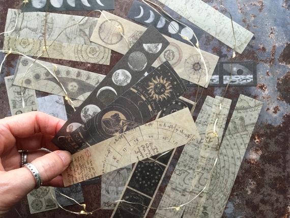 Celestial sticker collection for journaling and scrapbooking, vintage style paper ephemera