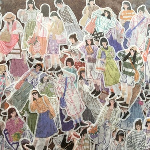 Illustrated people stickers for modern journaling and scrapbooking, washi paper people image 4