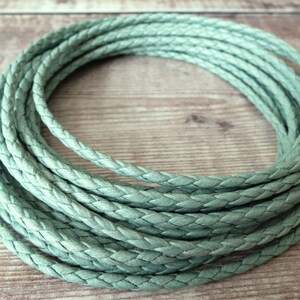 3mm or 5mm sea foam vegan cotton bolo, faux leather braided cord in minty turquoise for bracelet or necklace making, BluebellHillCrafts