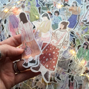 Illustrated people stickers for modern journaling and scrapbooking, washi paper people image 1