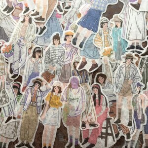 Illustrated people stickers for modern journaling and scrapbooking, washi paper people image 7