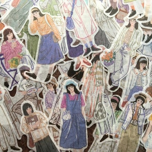 Illustrated people stickers for modern journaling and scrapbooking, washi paper people image 8