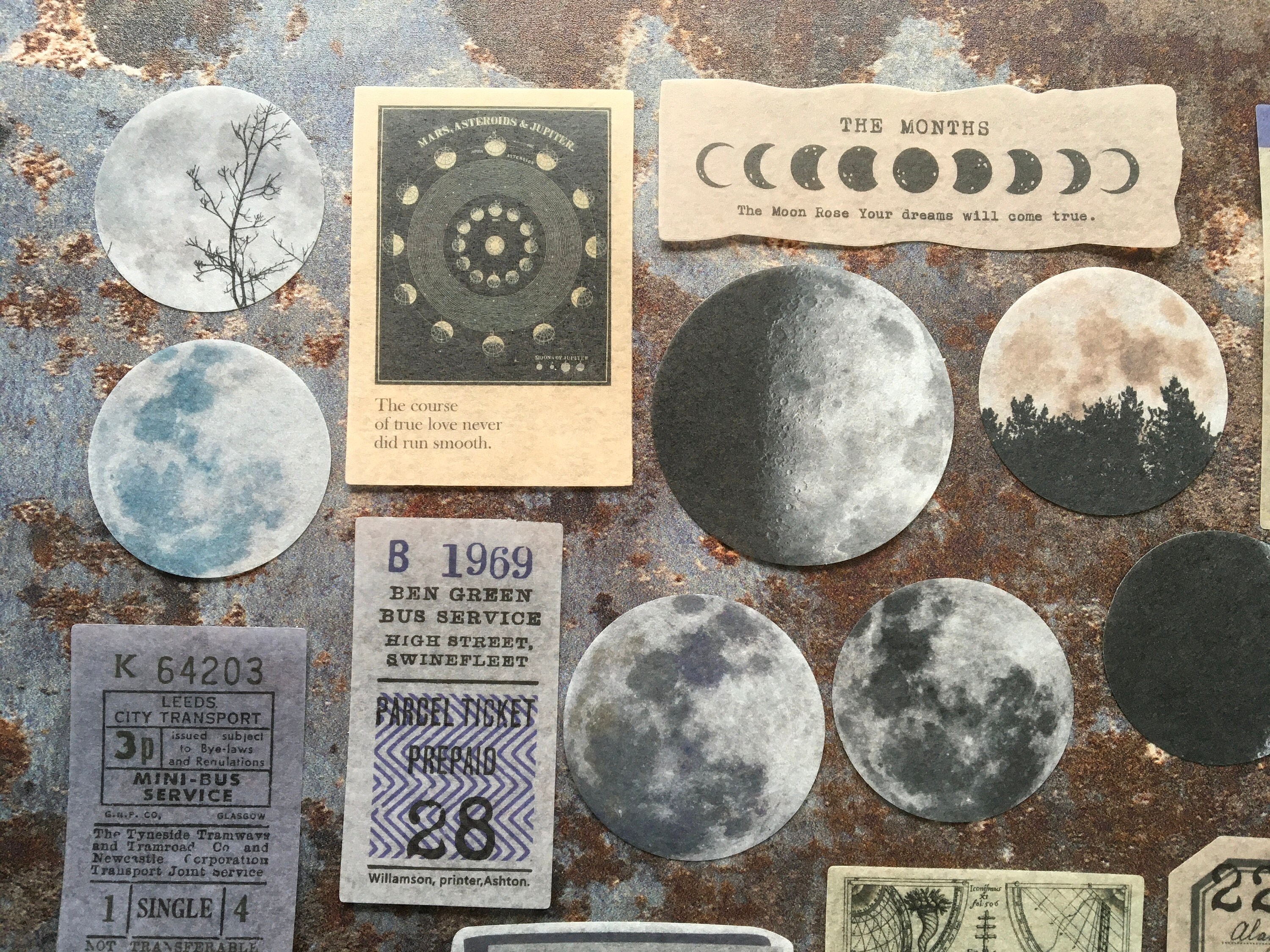 Ticket to the moon sticker collection for celestial & lunar Etsy
