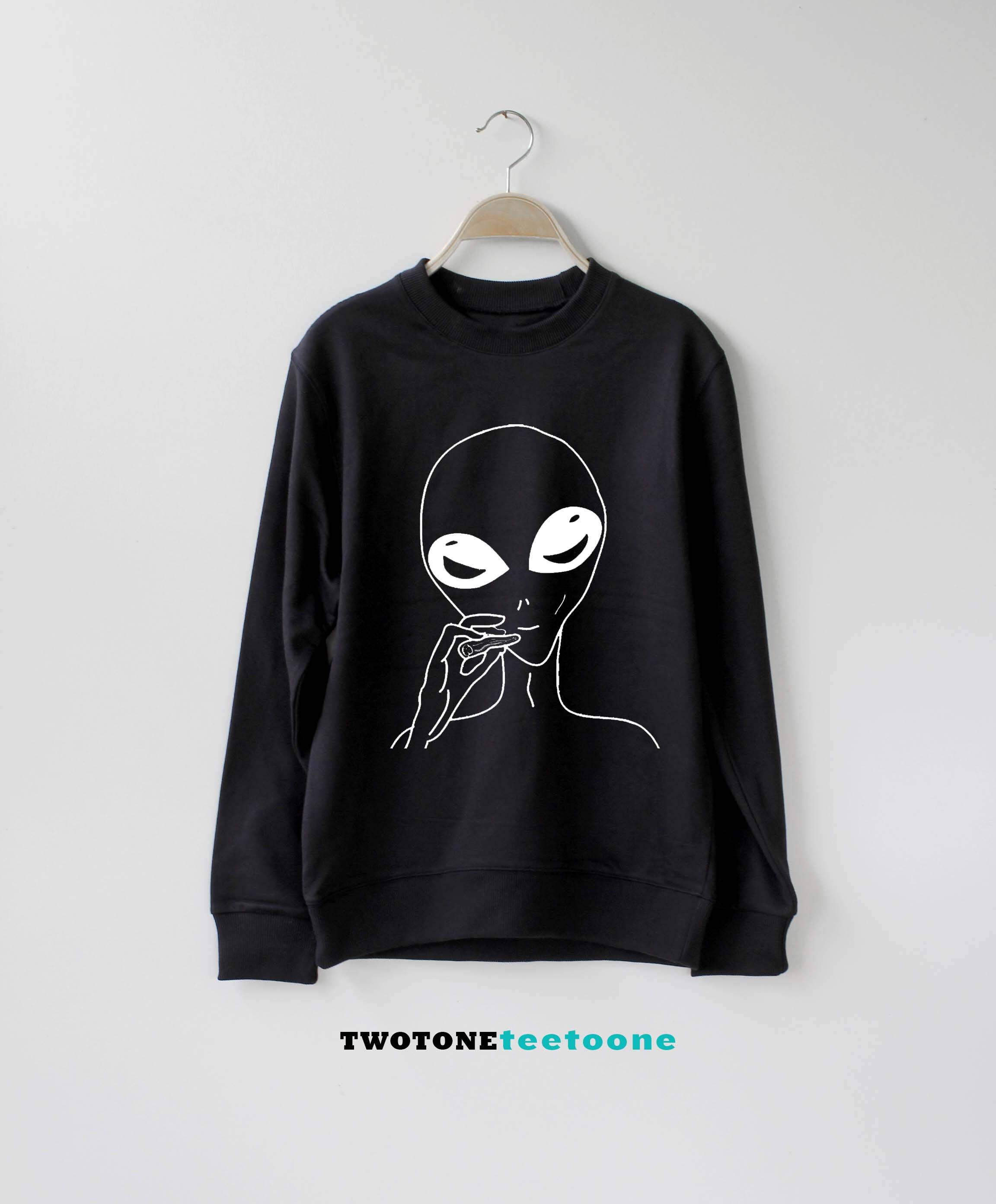 Alien Smoke Weed Sweatshirt Funny Weed Sweatshirt Sweater Ugly | Etsy