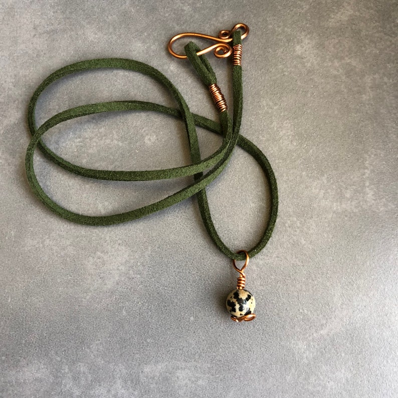 Handmade copper and Dalmatian Jasper Necklace Healing Stone Jewellery