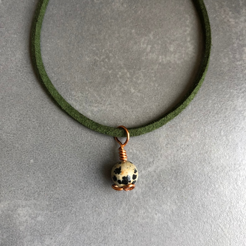 Handmade copper and Dalmatian Jasper Necklace Healing Stone Jewellery